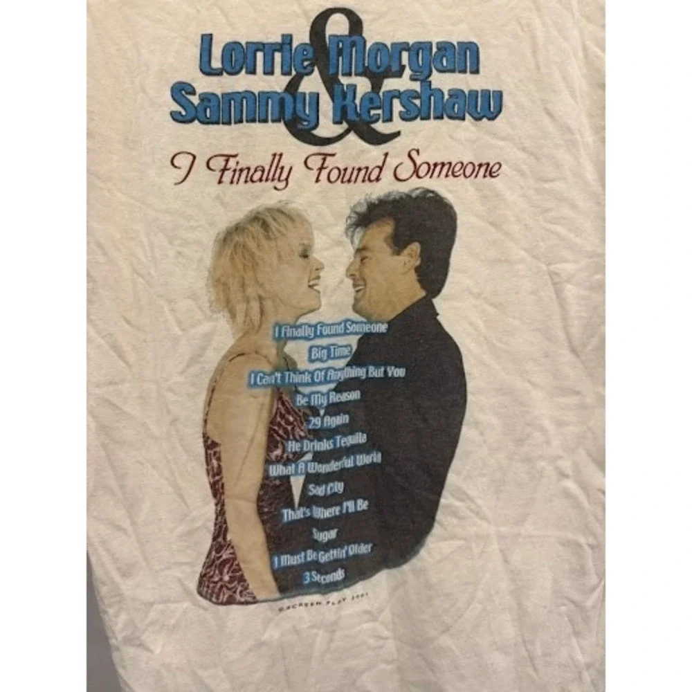 Vintage 2001 Lorrie Morgan Sammy Kershaw Concert T-Shirt Tour Delta Medium Cream